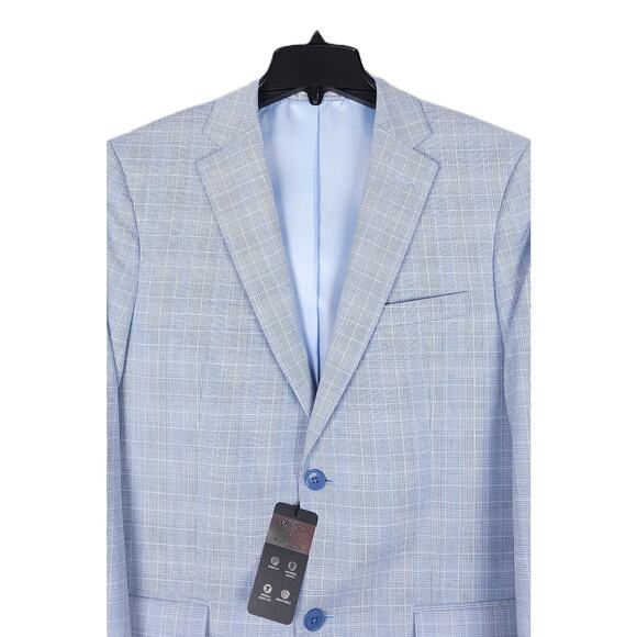 Alfani Men's Slim-Fit Tech Stretch 2-Piece Suit Light Blue Plaid 38R 32x30 NWT - Picture 5 of 13